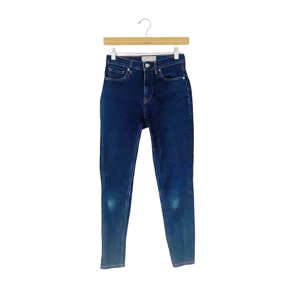everlane mid high rise taper jean - dark indigo 25 26 waist, ankle crop